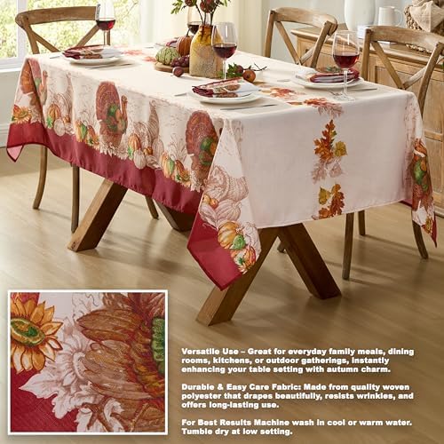 Newbridge Thanksgiving Country Turkey Tablecloth 52 x 70 Inch Rectangle