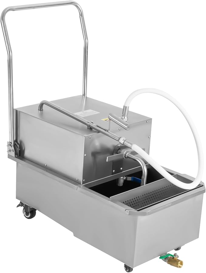 Oil Filter Cart, 550w Commercial Deep Fryer Filter, 14.53 Gal Capacity, Mobile Oil-Filter Machine With 4.92 Ft Power Cord, Suit Soybean/Vegetable/Mixed Oil, For Restaurant, Hotels, Snack Bars
