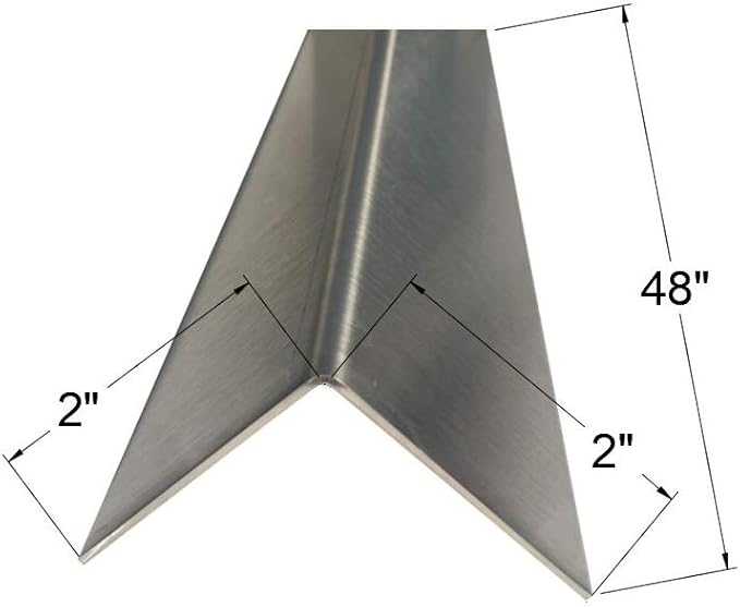 Brushed 304 Stainless Steel Corner Guards, 48" Wall Protectors, 20ga & 16ga, Available in 1/2" to 4", Multi-Pack Options (1, 2, 5, or 10) (2, 2 x 2, 16ga, No Hug Edges)