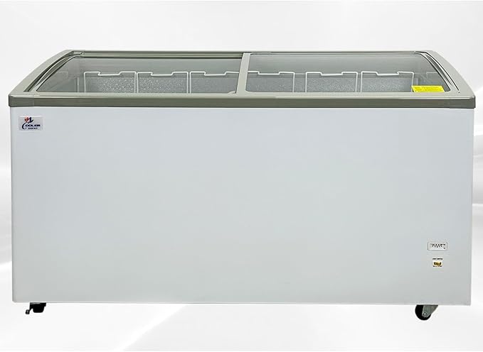 Chest Freezer Glass Door sliding Commercial Ice Cream Freezer 60" White Stand Alone Curve Display Top w Storage Baskets 17 Cu.FT sd551s