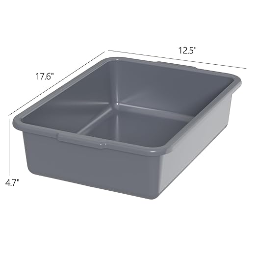 13 L Plastic Bus Tub, Small Commercial Bus Tubs, Gray, 4 Packs