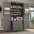 Ball & Cast 80″Tall Freestanding Kitchen Pantry Cabinet with 2 Power Outlets & 3 Large Drawers,41" W Versatile Farmhouse Pantry Storage Cabinet w/Adjustable Shelves and Door Shelves,for Kitchen, Grey