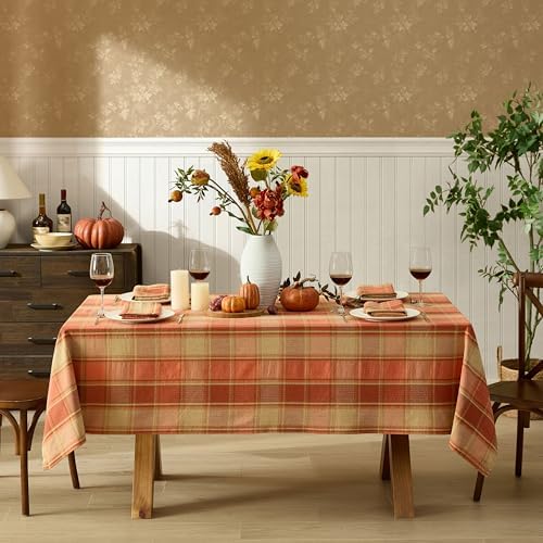 Newbridge Thanksgiving Barnhouse Plaid Fabric Tablecloth 60”x102” Rectangle