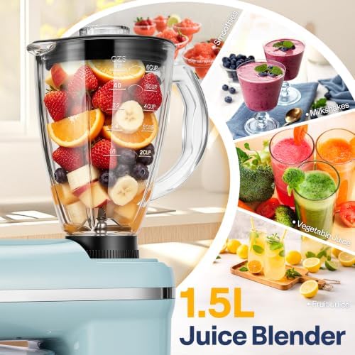 VIVOHOME 3-in-1 Stand Mixer, 6-Quart Tilt-Head Mixer, 10 Speeds, Blue