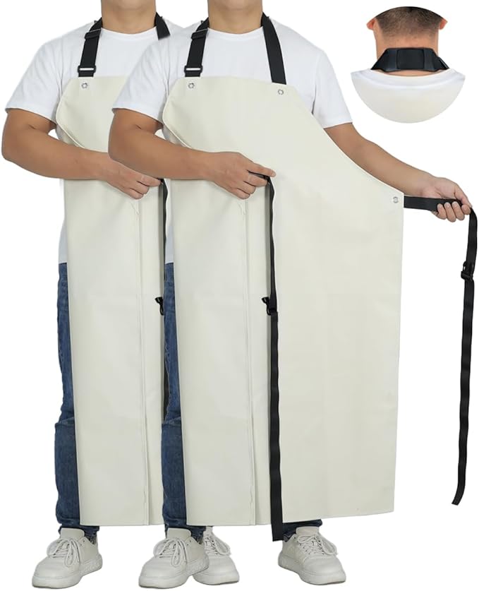 Thick Rubber Apron, Waterproof Apron Butcher Heavy Duty Chemical Resistant Adjustable Work Apron
