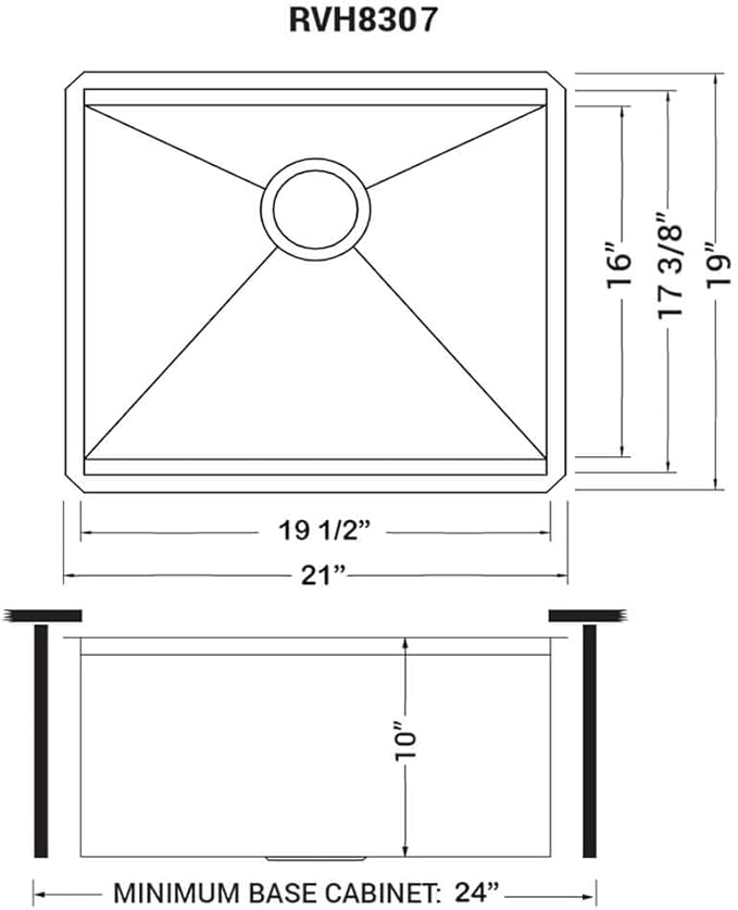 Ruvati 21-inch Workstation Bar Prep Undermount 16 Gauge Ledge Kitchen Sink Stainless Steel Single Bowl - RVH8307