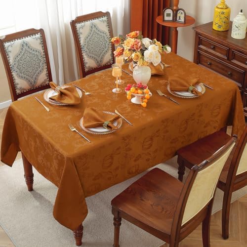 SASTYBALE Fall Tablecloth Rectangle Jacquard, 60" x 84", Brown