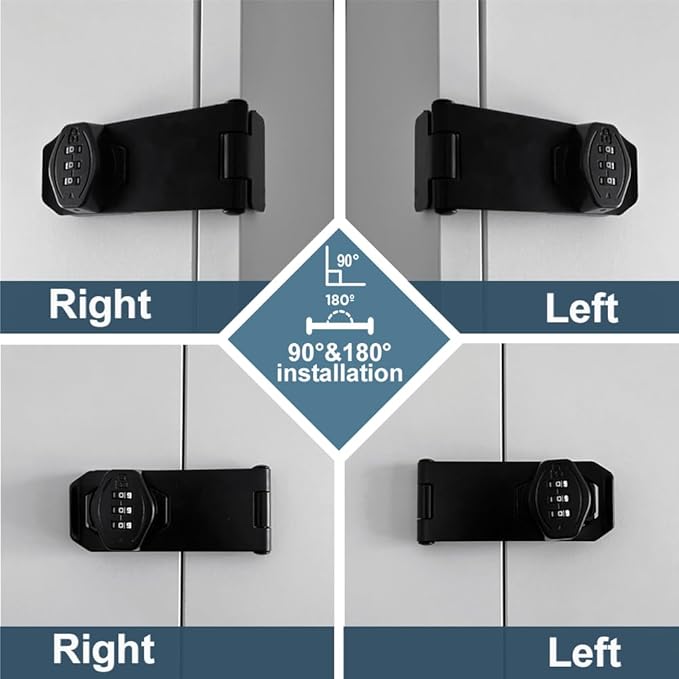 2Pcs Cabinet Password Rotary Hasp Locks,4 Inch Keyless Combination Lock for Cabinets,Gates,Doors,Closets and More (Black)