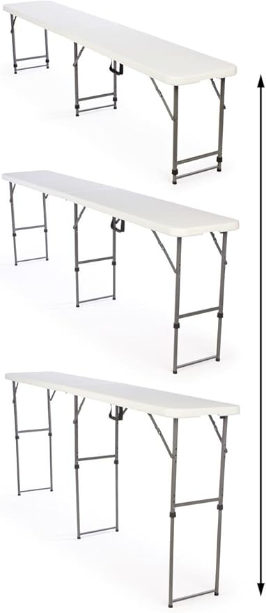 Adjustable-Height Folding Tables are Portable and Can Be Adjusted to 3 Separate Heights