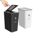 XPIY Trash Can with Lid, 2 Pack 4 Gallons/15 Liters Garbage Can with Press Top, Small Trash Can Dog Proof, Plastic Trash Bin, Waste Basket for Bathroom|Kitchen|Bedroom|Office (1, Blackwhite)
