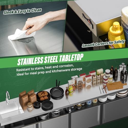 Stanbroil Rolling Grill Table Cart for Outdoor Kitchen Prep, Extra Large