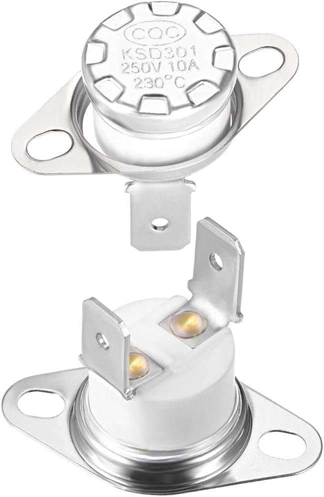uxcell KSD301 Thermostat 230°C/446°F 10A Normally Closed N.C Adjust Snap Disc Temperature Switch for Microwaves,Oven,Coffee Maker 2pcs,Ceramic Material