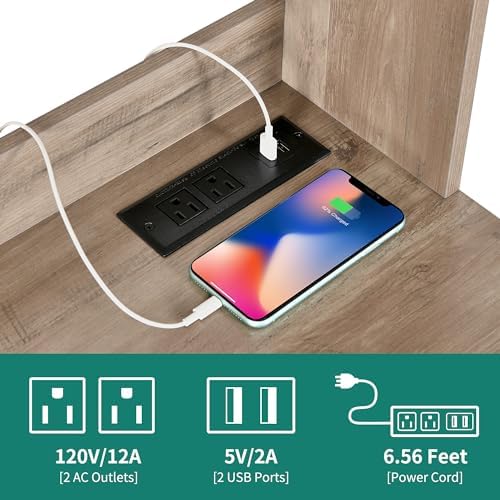 YITAHOME 71" Kitchen Pantry Cabinet with Built-in Power Outlet, Grey Oak