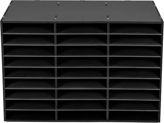 Mail Sorter Organizer, Black Mailbox for Classroom, 27 Compartments Literature Organizer, Desktop File Sorter, Paper Organizer for Home School Office (27 Slots Black)