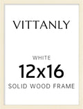 Vittanly 12x16 Picture Frame, Solid Wood Frame with Plexiglass, Includes 8.5x11 Mat, Wall Hanging for Photos, Home Decor, White, 1 Pack