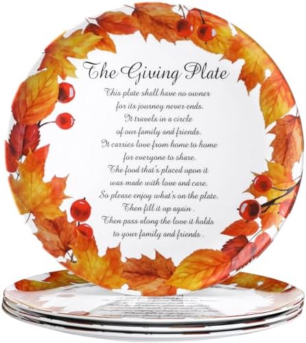 Sliner 4 Pcs Melamine Thanksgiving Maple Plates Fall Dinnerware 10 Inch