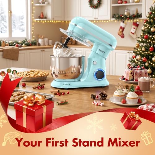 CEBORY Stand Mixer, 4QT 10+P-Speed Electric Kitchen Mixer with Bowl