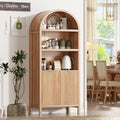 Ieejdn 71" Tall Arched Kitchen Pantry,Modern Fluted Wood Storage Cabinet with Doors,Adjustable Shelves,Organizer, Versatile Cupboard for Kitchen,Living Room,Dining Room,Bathroom,Wood