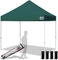 Eurmax USA 8'x8' Pop Up Canopy Tent Commercial Instant Canopies with Heavy Duty Roller Bag,Bonus 4 Sand Weights Bags (Forest Green)