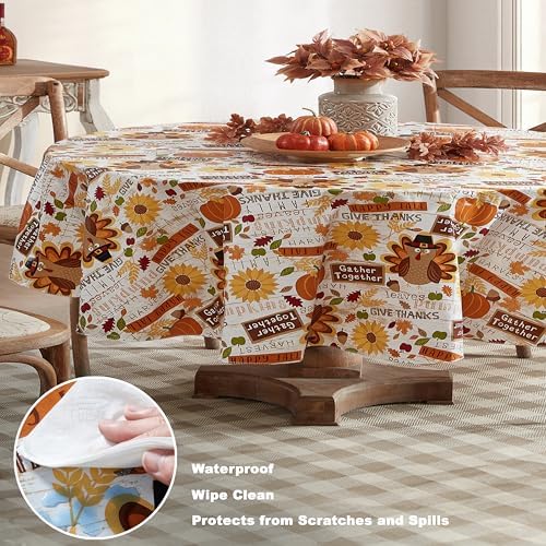 Newbridge Happy Thanksgiving Turkey 60 x 84 Inch Oval Vinyl Tablecloth