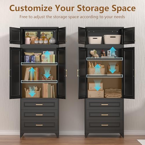 Polup 90" Pantry Cabinet, Tall Metal Storage Cabinet with Doors and Shelves