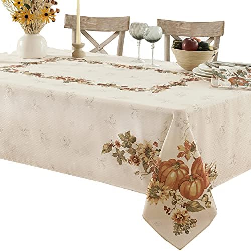 Lintex Thanksgiving Stockbridge Pumpkin Tablecloth 60 x 120 Inch Rectangle