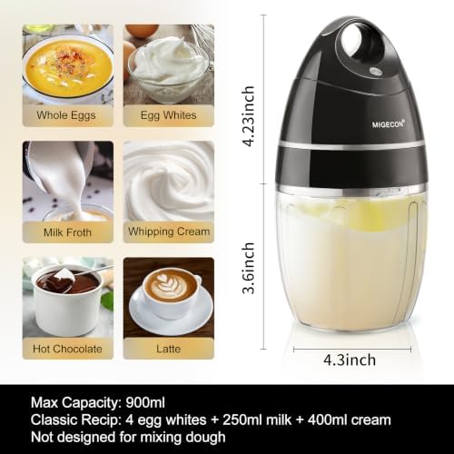 MIGECON Stand Mixer, Small Electric Mixer Kitchen Egg Beater Milk Frother