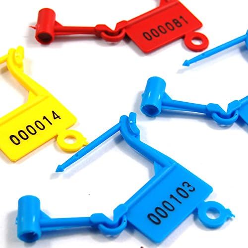 Plastic Security Padlock Seals Numbered Tamper Proof Disposable Self-Locking Plastic Medical Tags (Pack of 100 PCS) (Yellow)