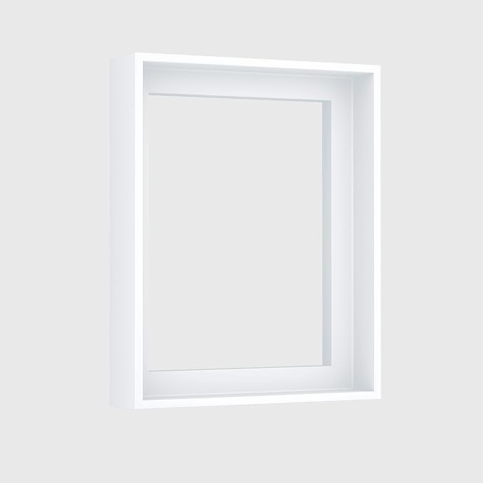 ART Canvas Floater Frame Fits 1”–1.25”Deep Gallery-Wrapped Canvas, Wood-Look Floater Frames for Finished Stretched Canvas Prints, Wall Oil Paintings Artwork for Home Bedroom (White, 10" x 14")