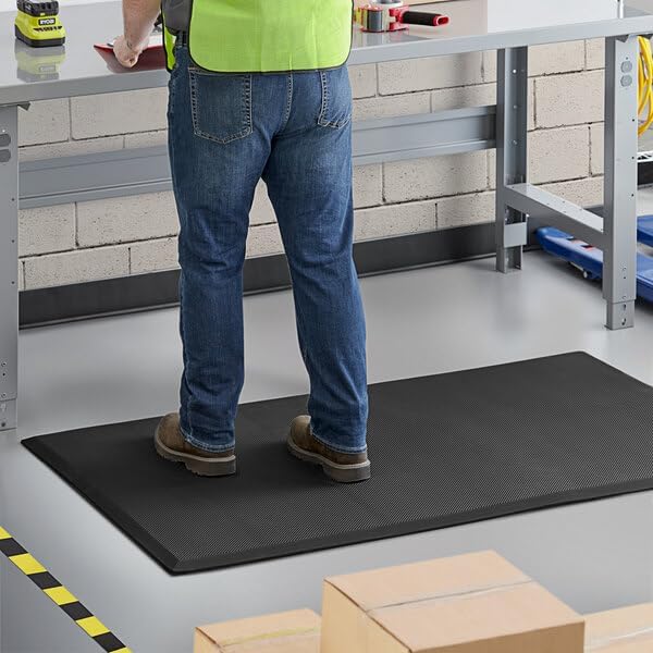 Anti-Fatigue Floor Mat, 3' x 5', 3/4" Thick, Black, Grease-Resistant Nitrile Rubber, Non-Slip