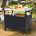 COZEER Outdoor Grill Table with Storage, Weatherproof Grill Cart