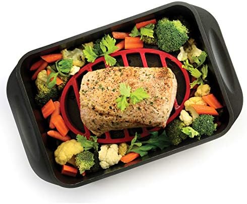 Norpro 405 Oval Silicone Roast Rack, Red 9x6