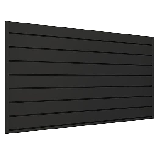 Slatwall Panel 4 FT x 2 FT, Interlocking Slat Wall Paneling, Wall Mounted PVC Wallpanel, Suitable for Garage Storage and Organizer, Slatwall Board, Shelves - Black