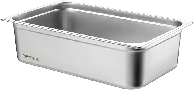 VEVOR 6 Pack Hotel Pans, Full Size 0.8mm Thick 6-Inch Deep Commercial Stainless Steel Restaurant Steam Table Pan, Catering Storage Food Pan, for Industrial & Scientific