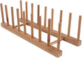 8-Slots Bamboo Wooden Dish Rack Storage Organization Plate Rack Stand Pot Lid Holder Kitchen Cabinet Organizer