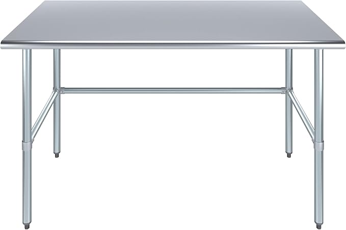 AmGood Stainless Steel Work Table Open Base | NSF | Laundry Garage Utility Bench (60" Long X 30" Deep)