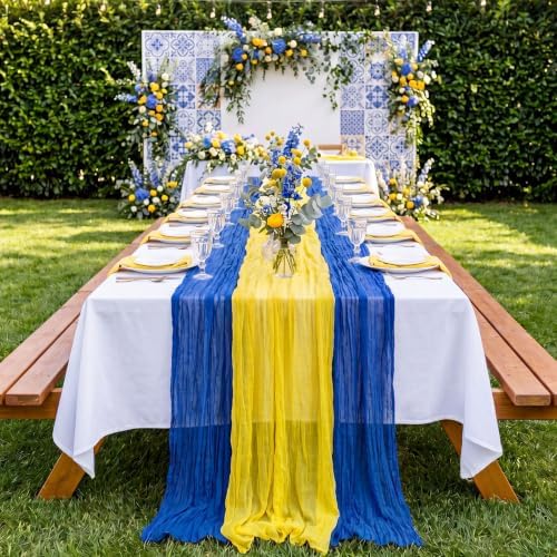6 Pcs Blue Yellow Party Decorations Amalfi Coast Table Runner