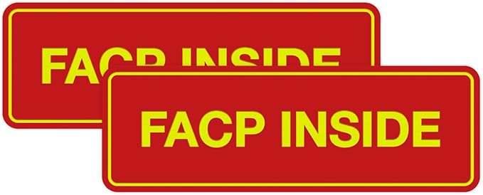 Signs ByLITA Standard FACP Inside Sign | Fire Safety Signage (Red/Yellow) - Small 2 Pack