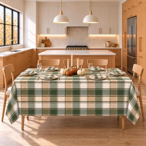Newbridge Thanksgiving Green Barnhouse Plaid 60 x 84” Rectangle Tablecloth