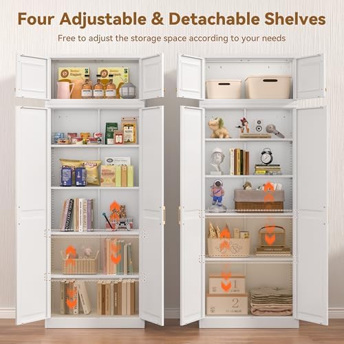 Polup 86" Tall Metal Kitchen Pantry Storage Cabinet with Doors and Shelves