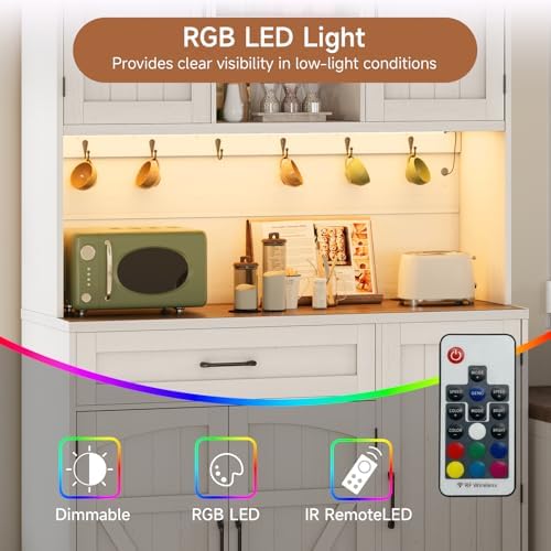 ComfyCorner 71" Pantry Cabinet, Kitchen Storage Cabinet with LED & Outlet