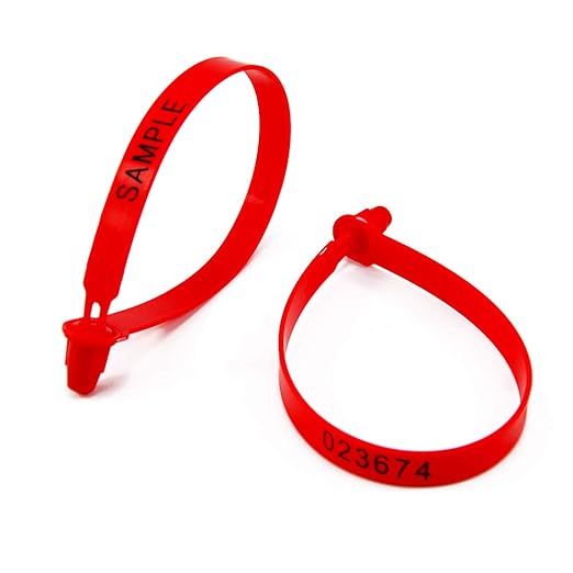 Leadseals(R) 500 PCS Red Tite-Lock Plastic Tractor Truck Door Seal Tamper Evident Security Tags Numbered Safty Disposable Locks for Trailer Logistics Shipping Transport