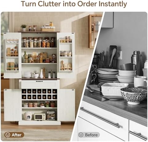 Ball & Cast 71" Kitchen Pantry Cabinet with Adjustable Shelves, White