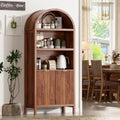 Ieejdn 71" Tall Arched Kitchen Pantry,Modern Fluted Wood Storage Cabinet with Doors, 60115HT