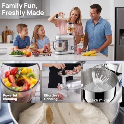 6-In-1 Stand Mixer with Juicer Machines Meat Grinder Electric Sausage Maker