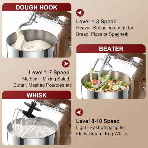 Honinst 4QT Electric Stand Mixer, 10-Speed Tilt-Head Compact Kitchen Mixer