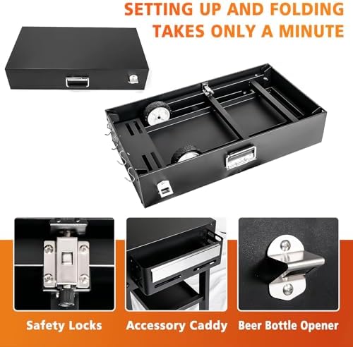 Hisencn Dual-Shelf Foldable Grill Cart for Blackstone&Ninja Woodfire