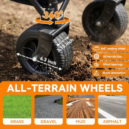 Collapsible Folding Wagon Cart 220 LBS Heavy Duty Utility Beach Wagon