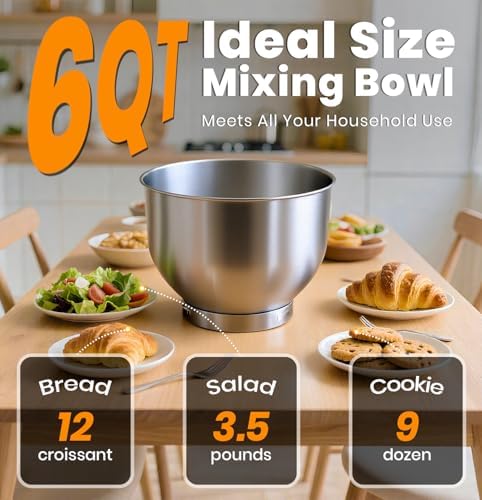 Stand Mixer 6QT Kitchen Mixer with LED Smart Touchscreen, 11-Speed Tilt-Head Mixer with Timer, 4 Preset Menus, Stainless Steel Bowl, Dough Hook, Whisk, Beater (Blue, 6Qt)