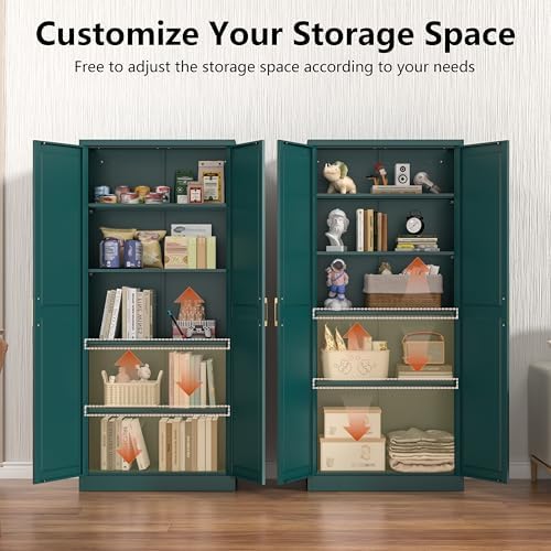 Polup 75" Pantry Cabinet, Tall Metal Storage Cabinet with Doors and Shelves